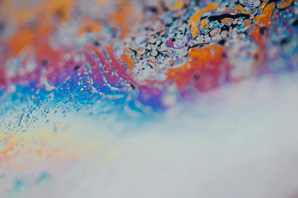 Abstract artwork with colorful flowing patterns.